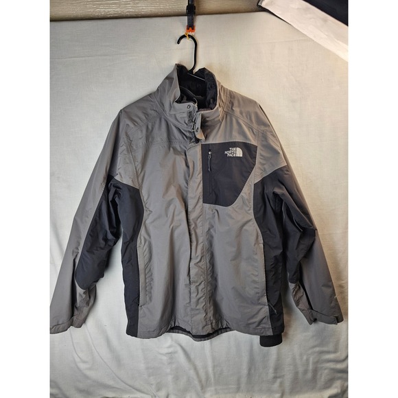 The North Face Mens Gray Black Colorblock Full Zip Fleece Lined Jacket Large